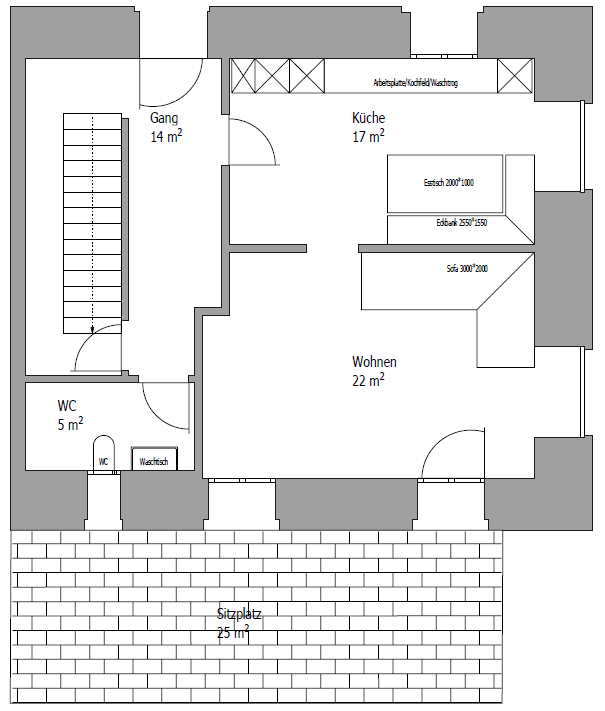 Grundriss Haus 1, Erdgeschoss