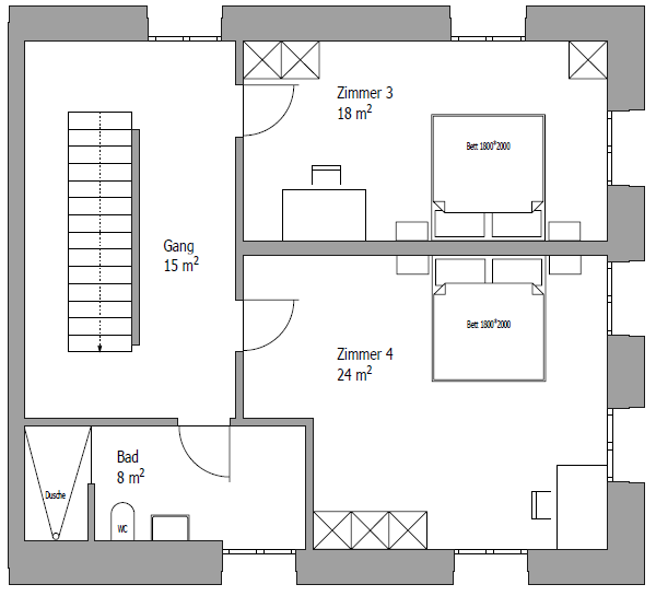 Grundriss Haus 1, 2. Obergeschoss