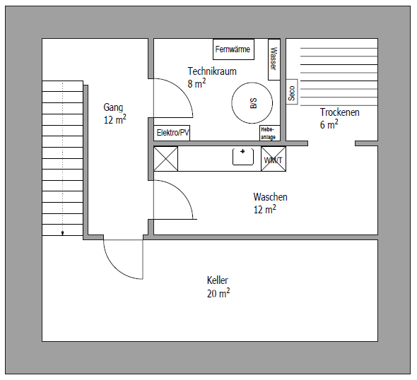 Grundriss Haus 1, Untergeschoss