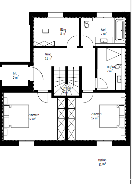 Grundriss Haus 2, 1. Obergeschoss