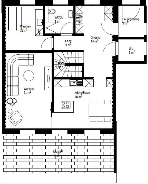 Grundriss Haus 3, Erdgeschoss